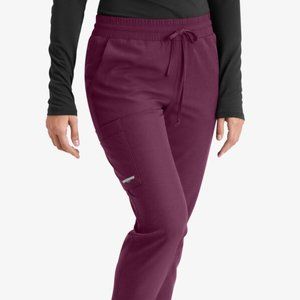 Skechers by Barco Women's 4-Pocket STRETCH Cargo Jogger Scrub Pants (Wine) MED